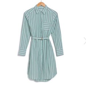 Calvin Klein Striped LongSleeve Belted Shirt Dress